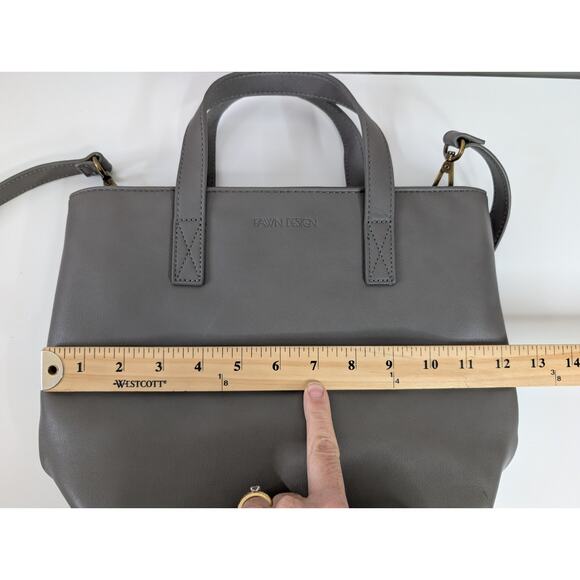 Fawn Design Purse Bag Tote Crossbody Gray Faux Leather - Picture 9 of 10